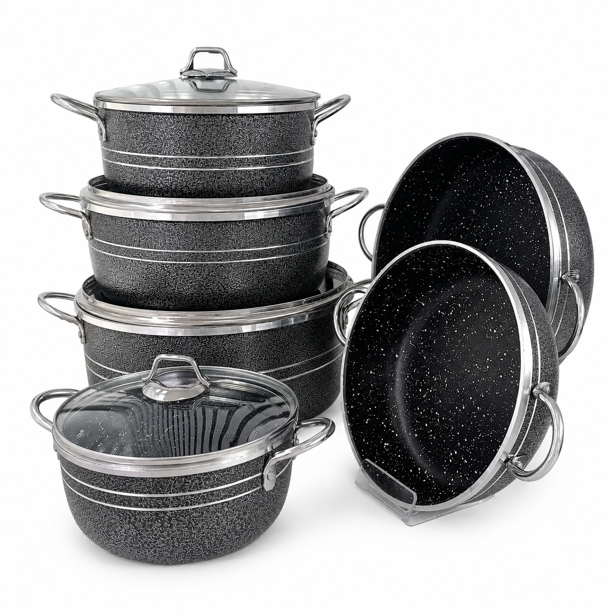 سرویس قابلمه 10 پارچه گرانیتی اپیروس رنگ سربی