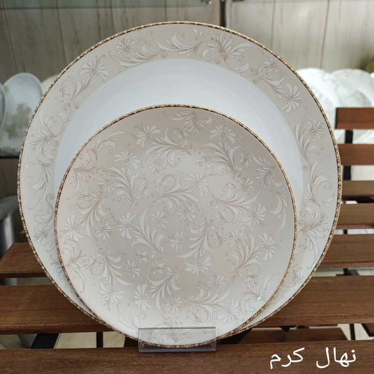 سرویس آرکوپال 26 پارچه طرح نهال کرم قالب گرد برند آنیسون (کارخانه مقصود)