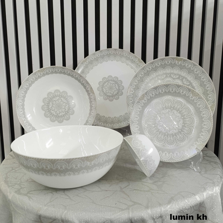 سرویس آرکوپال ۲۶ پارچه ۶ نفره کارخانه مقصود | طرح لومین خاکستری