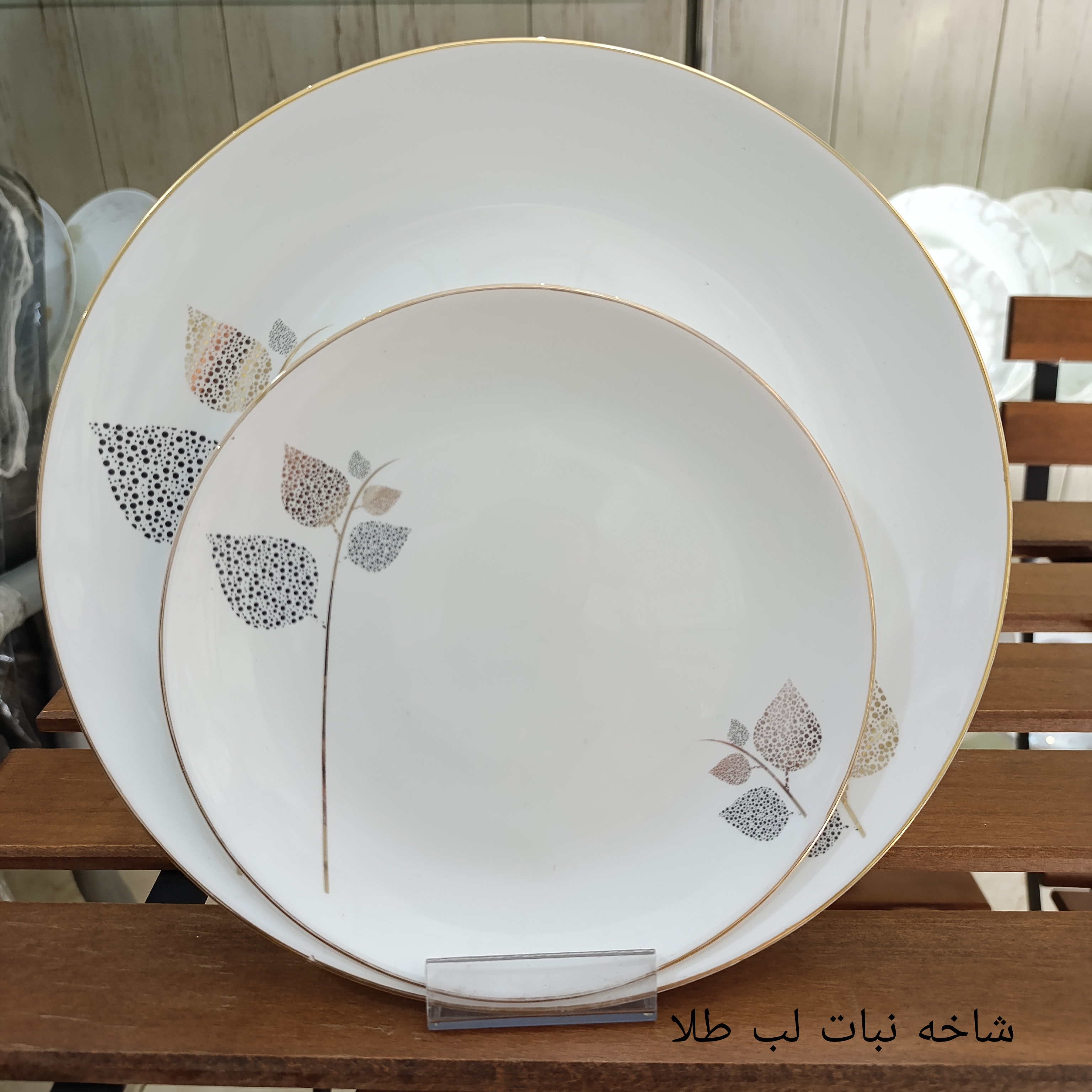 سرویس آرکوپال 26 پارچه طرح شاخه نبات قالب گرد لب طلا برند آیرا اپال (کارخانه مقصود)